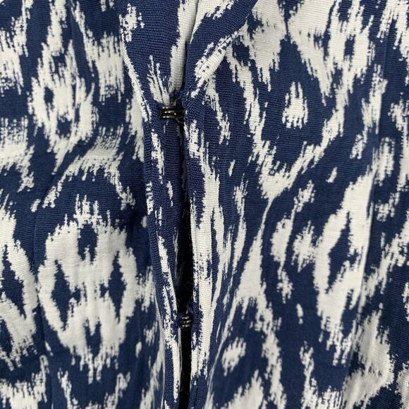 Vtg Fever 2X Blazer Blue White Abstract Aztec Diamond 3/4 Sleeve Jacket - Picture 6 of 12